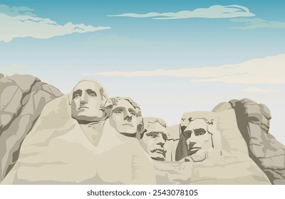 Mount Rushmore National Memorial - Stock Illustration as EPS 10 File