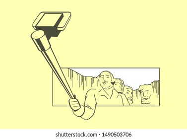 Mount Rushmore National Memorial vector illustration.