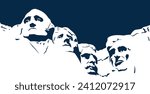 Mount Rushmore silhouette in blue color. Vector illustration background, banner, and poster of American presidents. Abraham Lincoln, George Washington, Thomas Jefferson, Theodore Roosevelt