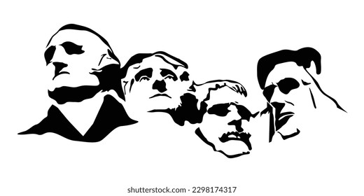 mount rushmore silhouette clipart vector, famous american landmark vector