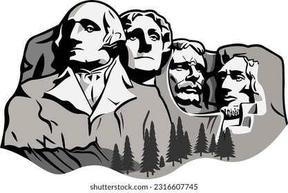 Mount Rushmore USA Vector Drawing