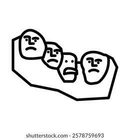 Mount Rushmore Vector Line Icon Design