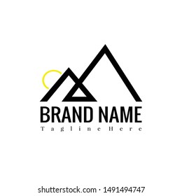 Mount with sun logo minimalism