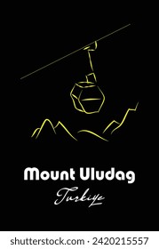 Mount Uludag Turkiye Sign and Vector Illustration