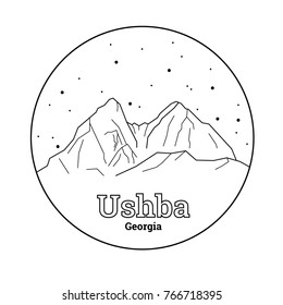 Mount Ushba. Georgia. Vector illustration of mountains.