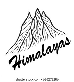 mount vector illustration himalayas mountains logo, black and white silhouette
