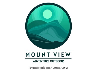 mount view silhouette design hand drawing