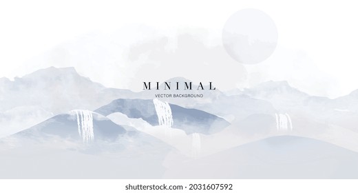 Mountain abstract art watercolor painting background vector. Landscape wallpaper, Wall art  for home decoration. 