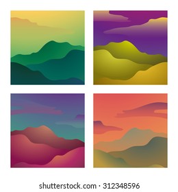 Mountain abstract graphic set square