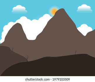 diseño de fondo de verano de ilustración abstracta de montaña