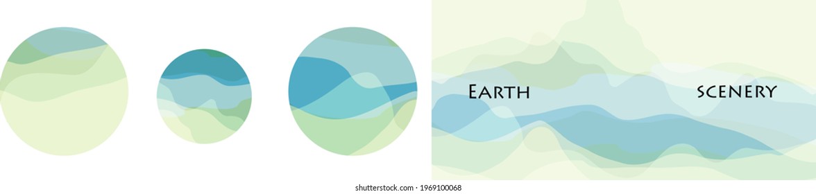 Mountain, Abstract, Landscape. 
Color mountains set, translucent waves, abstract glass shapes, modern background, vector design Illustration for your project  illustration
