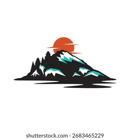 Estilo moderno del logotipo abstracto de la montaña