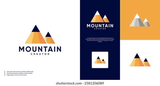 mountain abstract logo with pencil theme education, science, innovation, design template illustration.