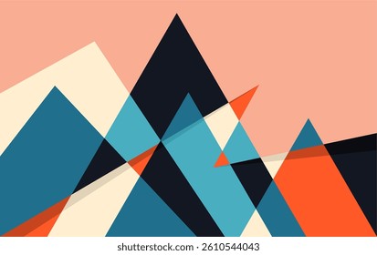 Mountain Abstract Wall Art Landscape Geometric Design Vector. Minimalist Poster Design