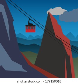 Mountain adventure background, vector illustration