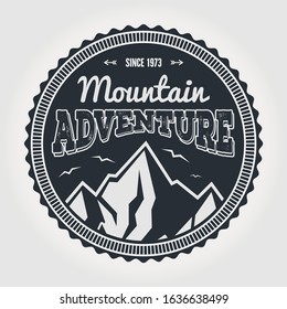 Mountain Adventure badge design template. Vector illustration.