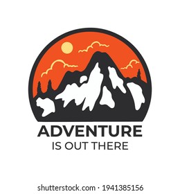 Mountain adventure badge design vector illustration.