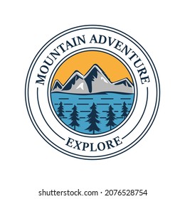 Mountain adventure badge logo template illustration