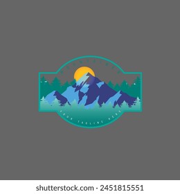 Mountain adventure badge logo vector graphic of illustration 