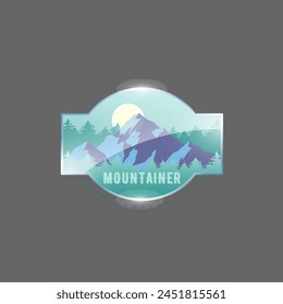Mountain adventure badge logo vector graphic of illustration 