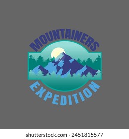 Mountain adventure badge logo vector graphic of illustration 