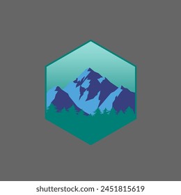 Mountain adventure badge logo vector graphic of illustration 