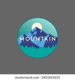Mountain adventure badge logo vector graphic of illustration 