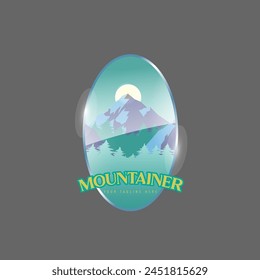 Mountain adventure badge logo vector graphic of illustration 