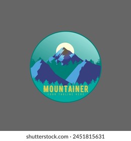 Mountain adventure badge logo vector graphic of illustration 