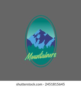 Mountain adventure badge logo vector graphic of illustration 