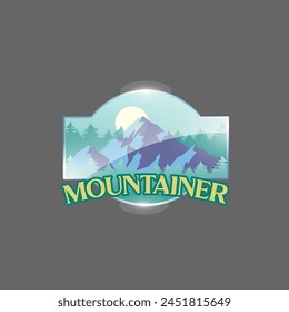 Logo de la insignia de aventura de montaña Vector gráfico de ilustración 