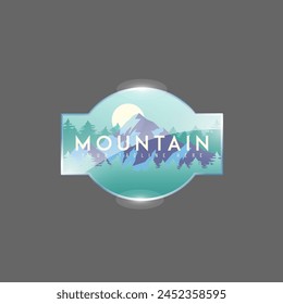 Mountain adventure badge logo vector graphic of illustration
