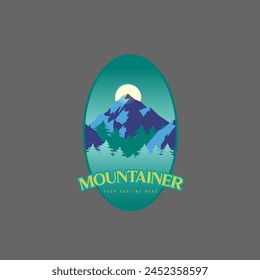 Mountain adventure badge logo vector graphic of illustration