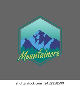 Mountain adventure badge logo vector graphic of illustration