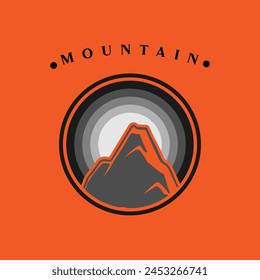 Logo de la insignia de aventura de montaña Vector gráfico de ilustración