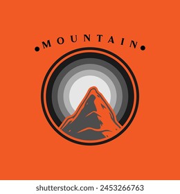 Logo de la insignia de aventura de montaña Vector gráfico de ilustración