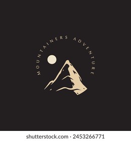 Mountain adventure badge logo vector graphic of illustration