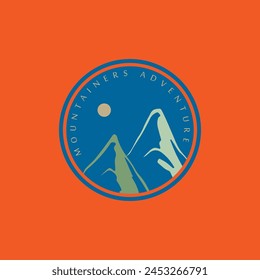 Mountain adventure badge logo vector graphic of illustration