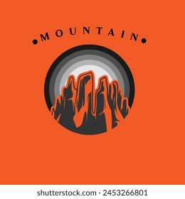 Logo de la insignia de aventura de montaña Vector gráfico de ilustración