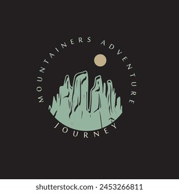 Mountain adventure badge logo vector graphic of illustration