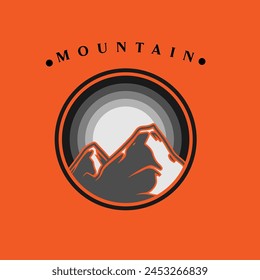 Logo de la insignia de aventura de montaña Vector gráfico de ilustración