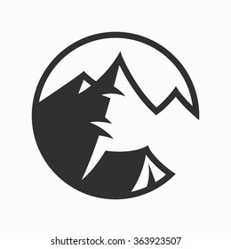 Mountain adventure badge. Vector icon.