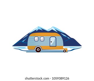 Mountain Adventure Camp Logo In White Isolated Background