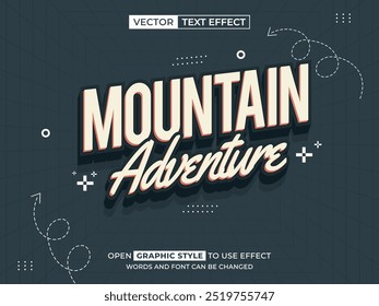 montanha aventura texto editável, efeito de fonte, texto 3d para título