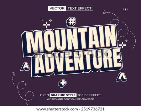 mountain adventure editable text, font effect, 3d text for title