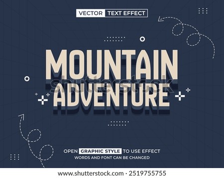 mountain adventure editable text, font effect, 3d text for title