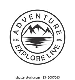 Mountain Adventure emblem with circle logo design inspiration