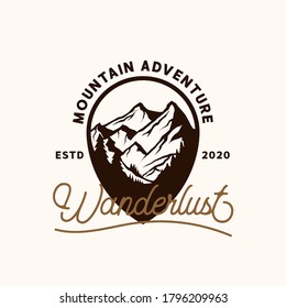 Mountain adventure emblem logo template. Vector logo