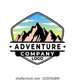 mountain adventure emblem logo template design