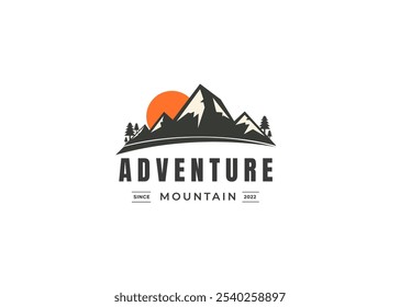 Mountain adventure emblem logo vector. Camping outdoor adventure emblems, badges and logo patches. Mountain tourism, hiking. Outdoor mountains Summer Camp logo illustration